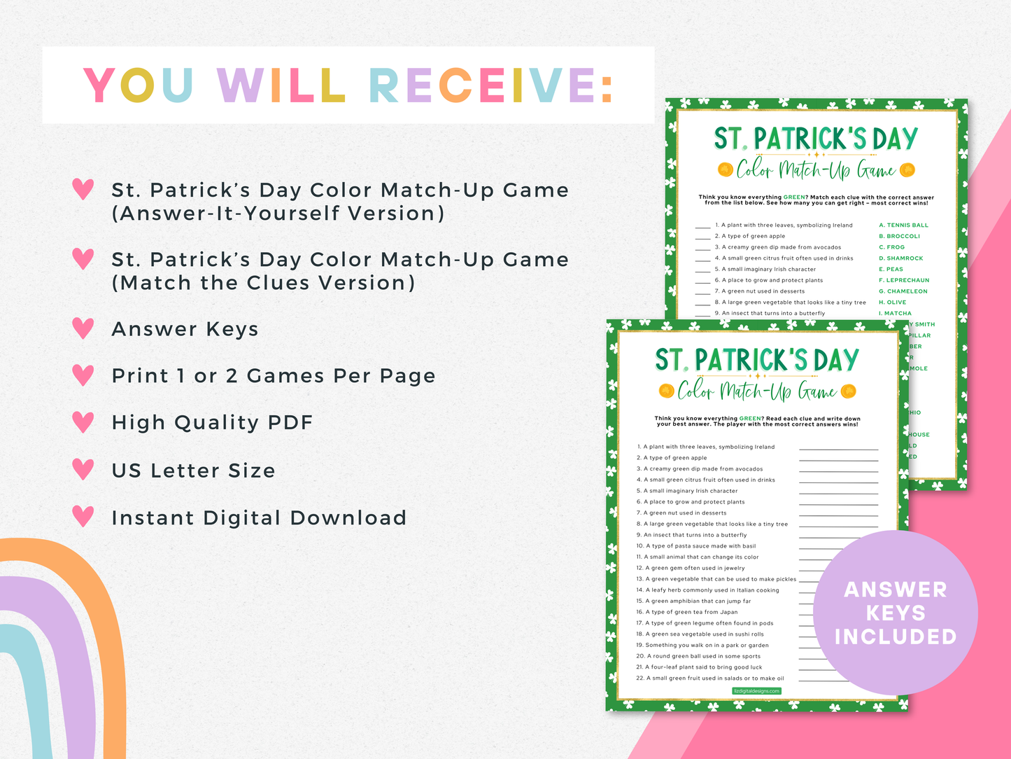 St. Patrick's Day Color Match-Up Game