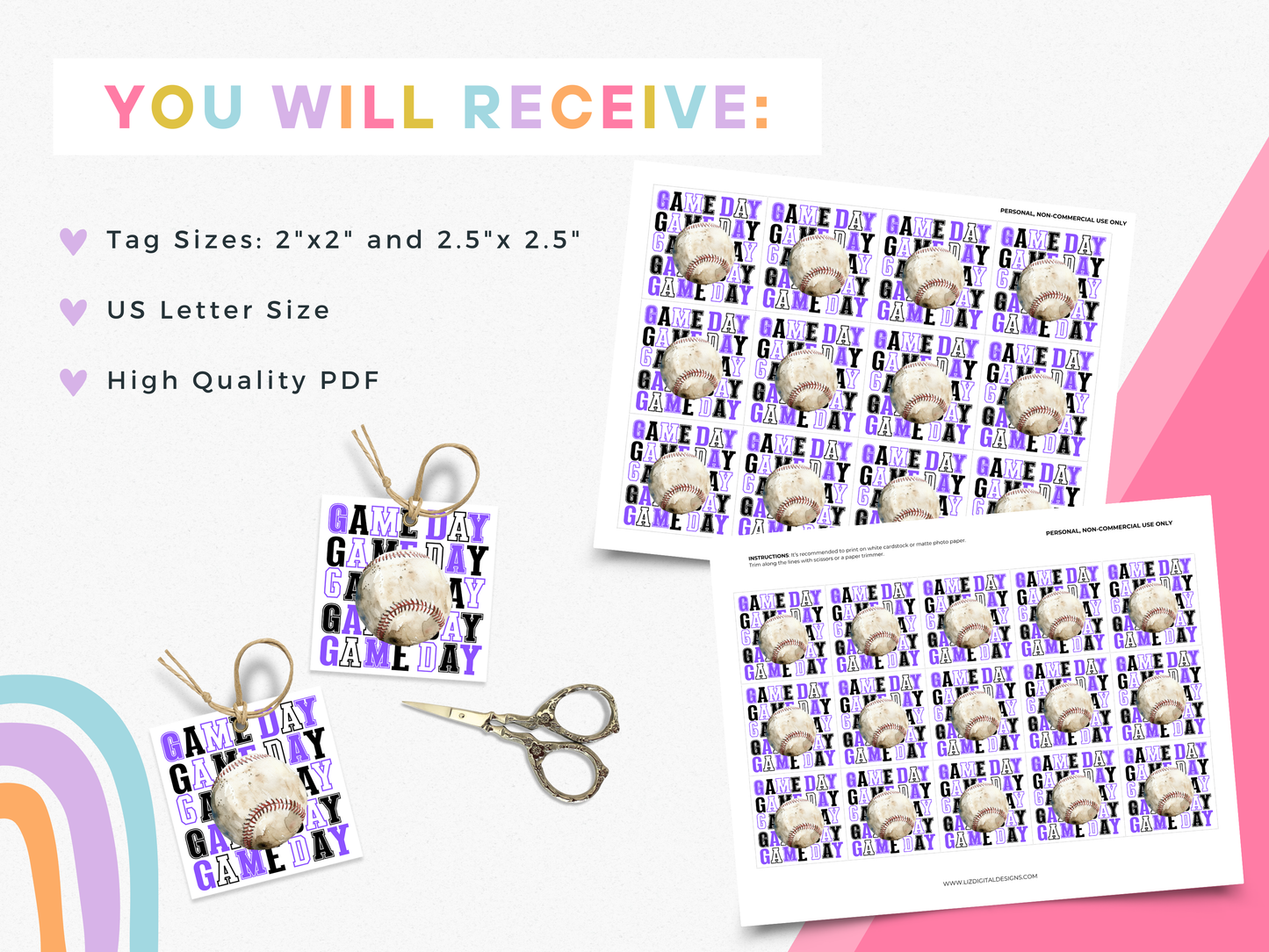 Baseball Game Day Treat Tags