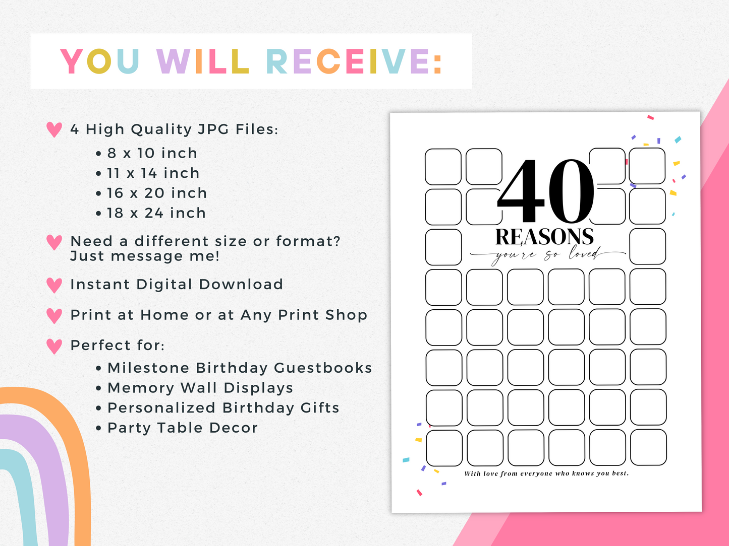 40 Reasons You're So Loved - Birthday Keepsake