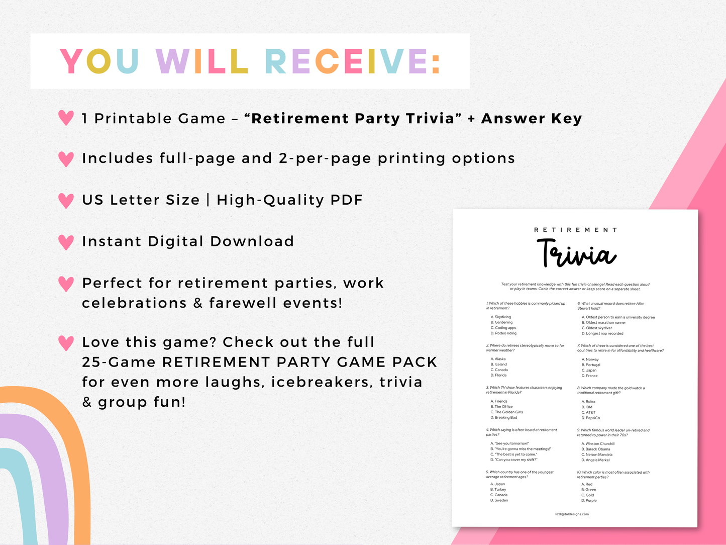 Retirement Party Game - Trivia