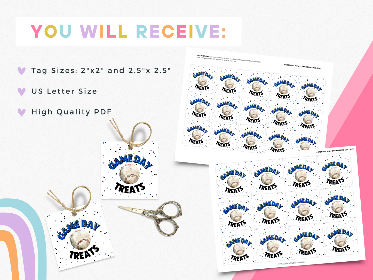 Baseball Game Day Treat Tags