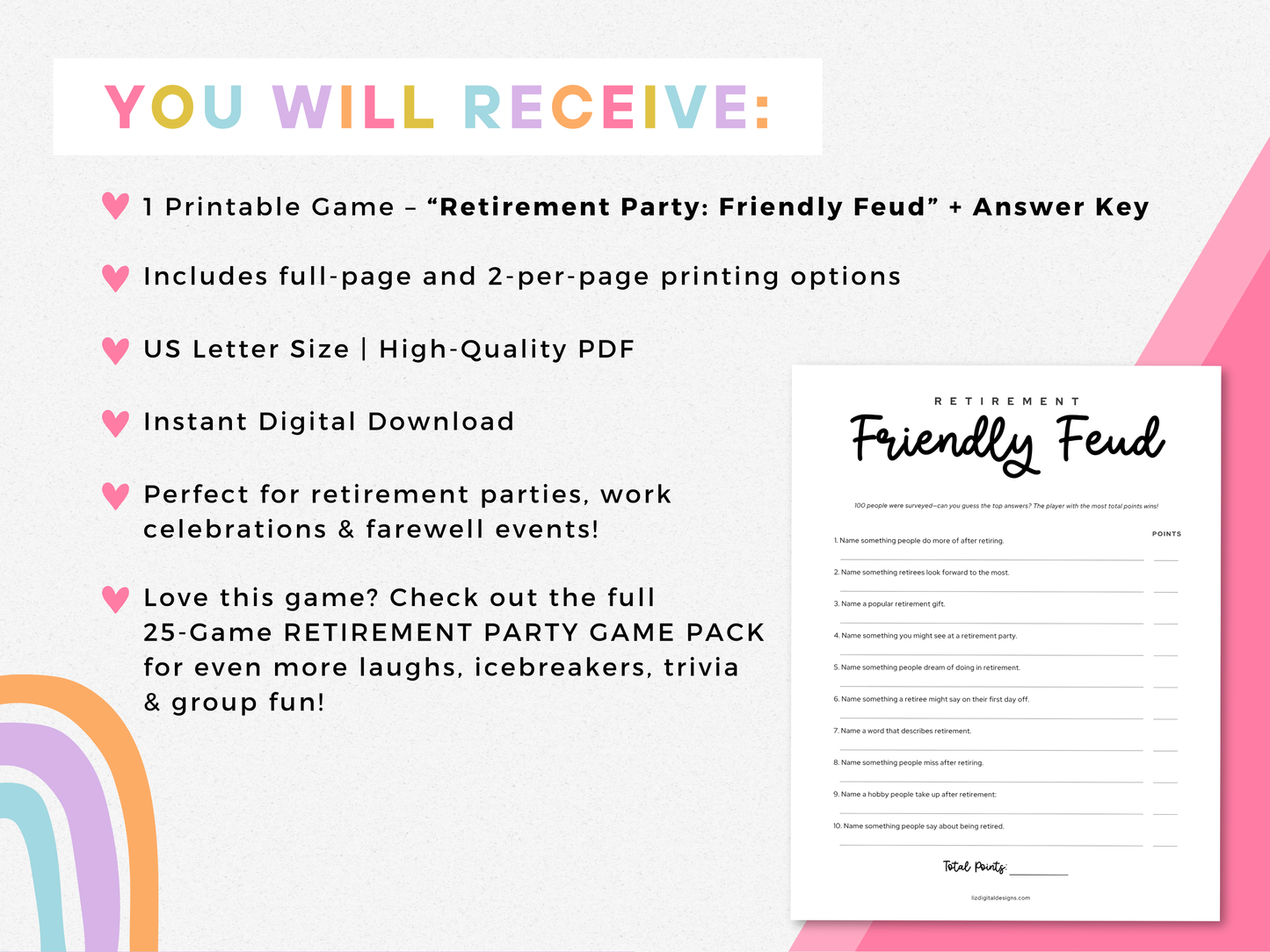 Retirement Party Game - Friendly Feud