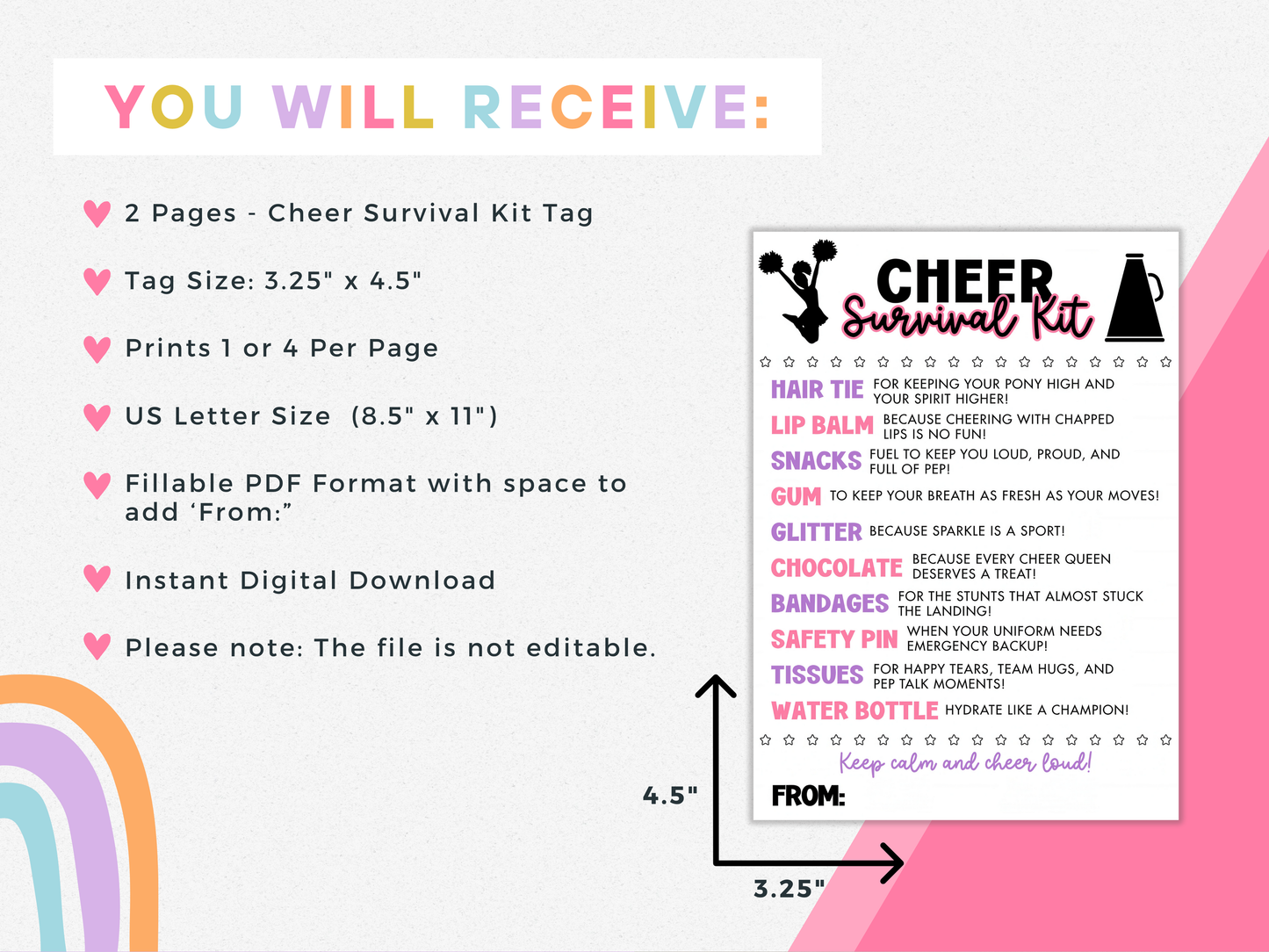 Cheer Survival Kit Tags