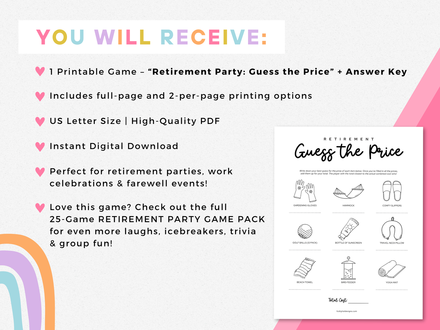 Retirement Party Game - Guess the Price
