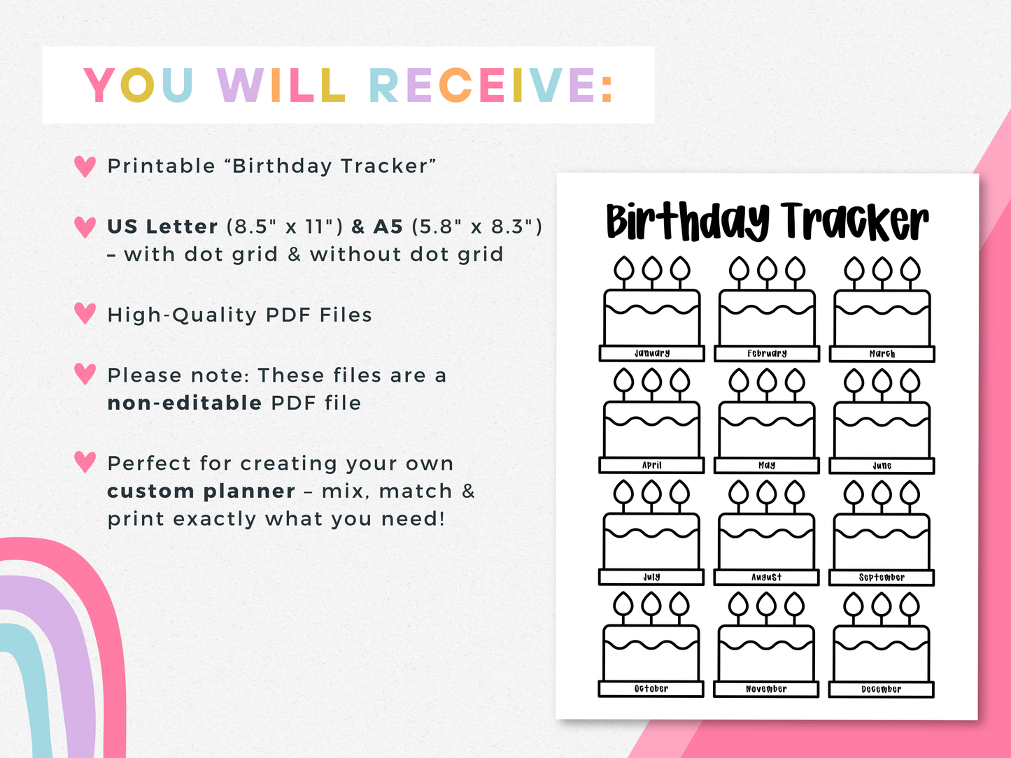 Birthday Tracker (Planner Insert)