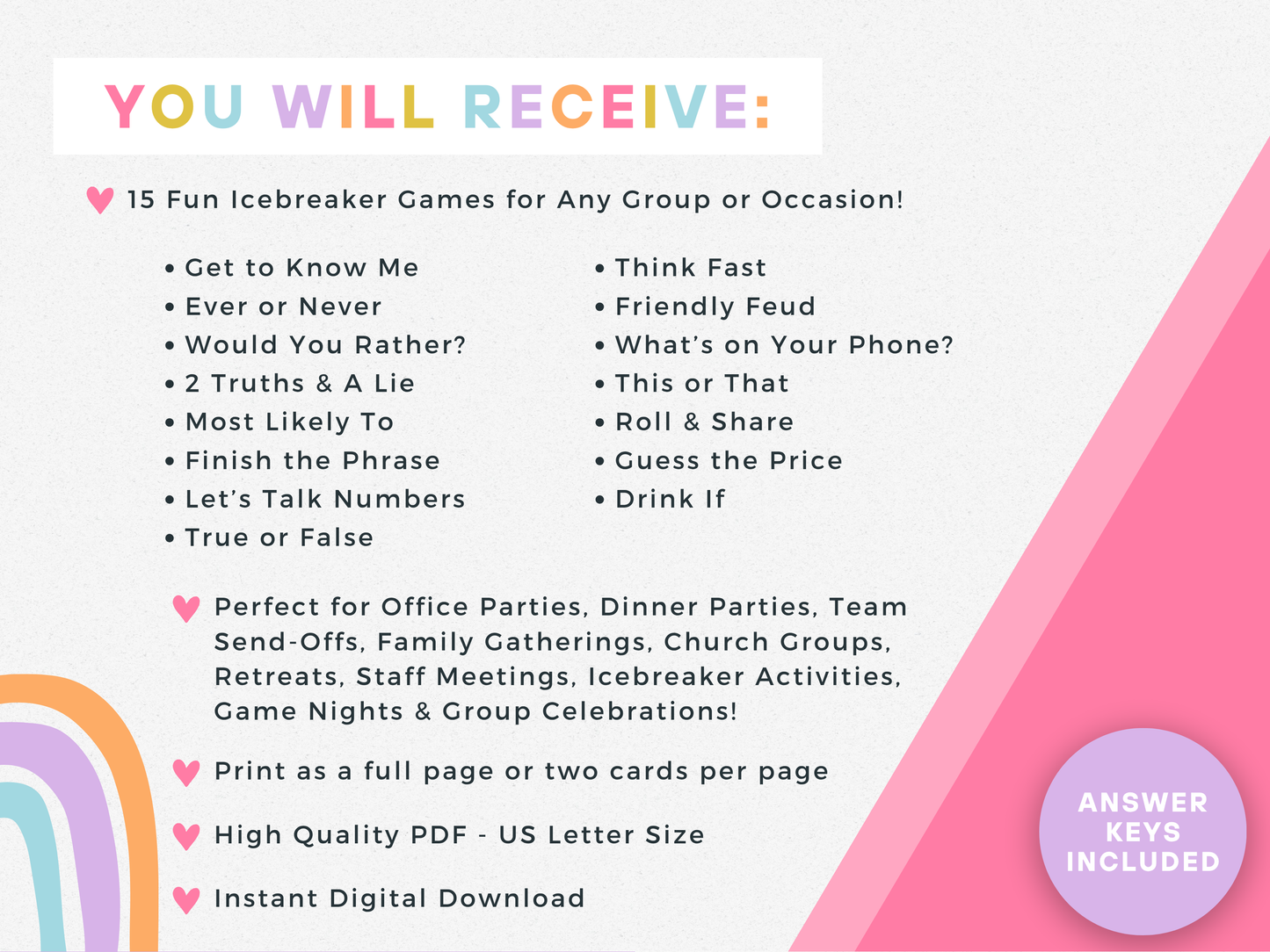 Icebreakers Party Game Pack (15 Games)