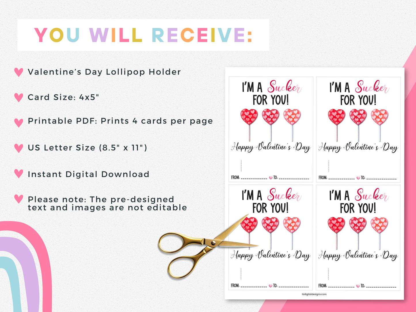 Valentine's Day Lollipop Holder Cards