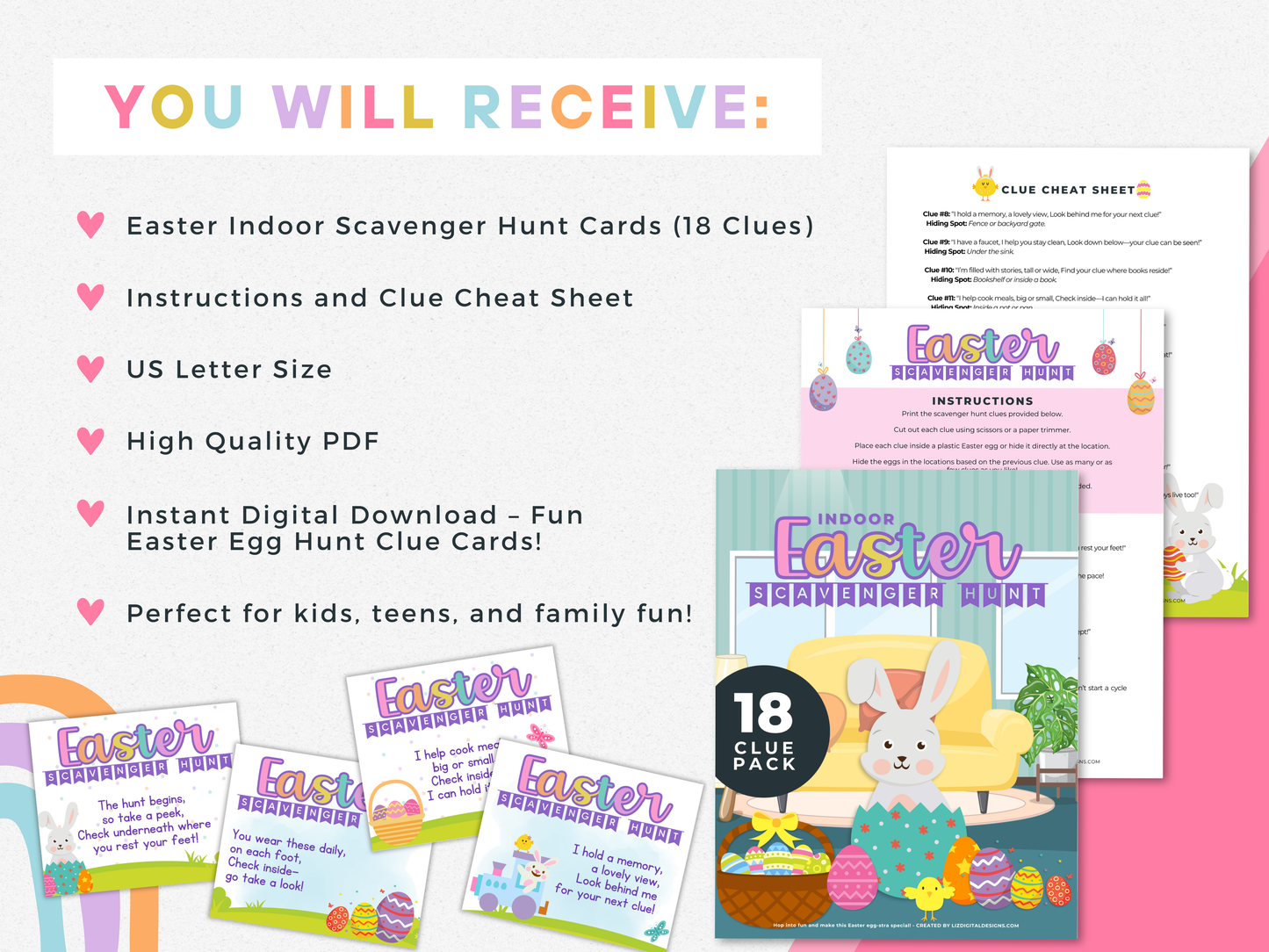 Easter Indoor Scavenger Hunt Cards
