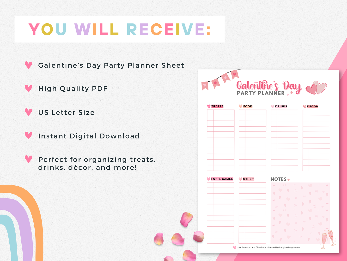 Galentine's Day Party Planner Sheet