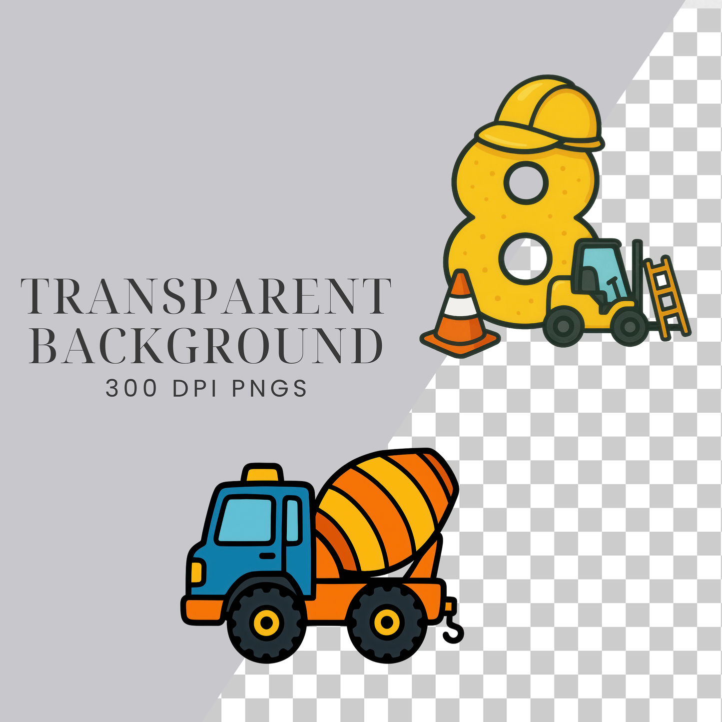 Construction Birthday Party Clipart Pack