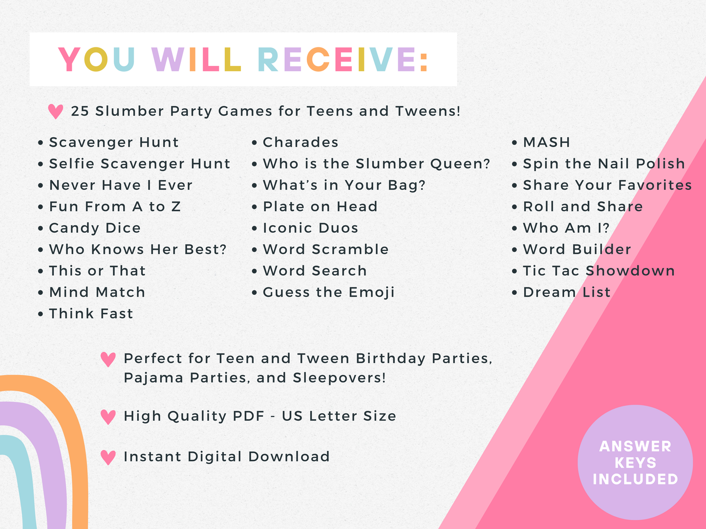 Slumber Party Game Pack