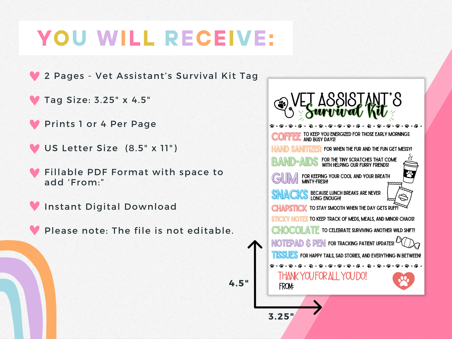 Vet Assistant's Survival Kit Tags