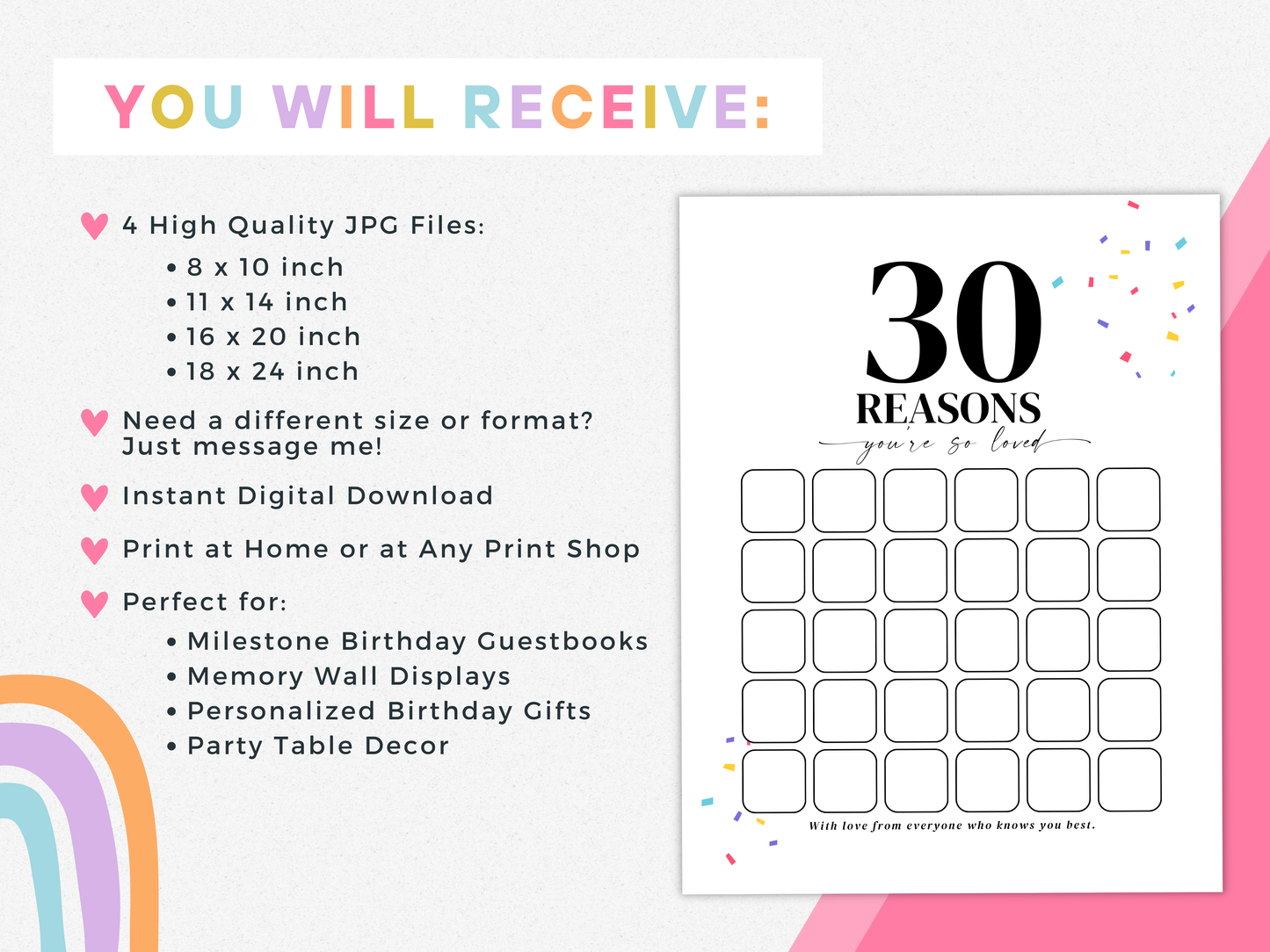 30 Reasons You're So Loved - Birthday Keepsake