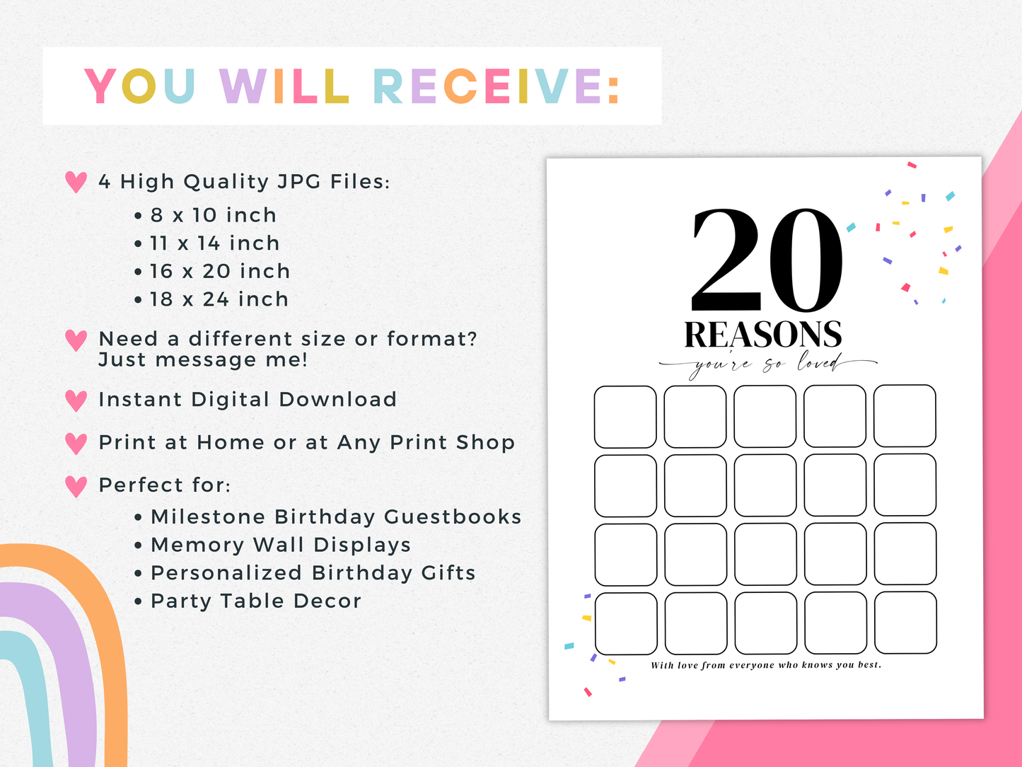 20 Reasons You're So Loved - Birthday Keepsake