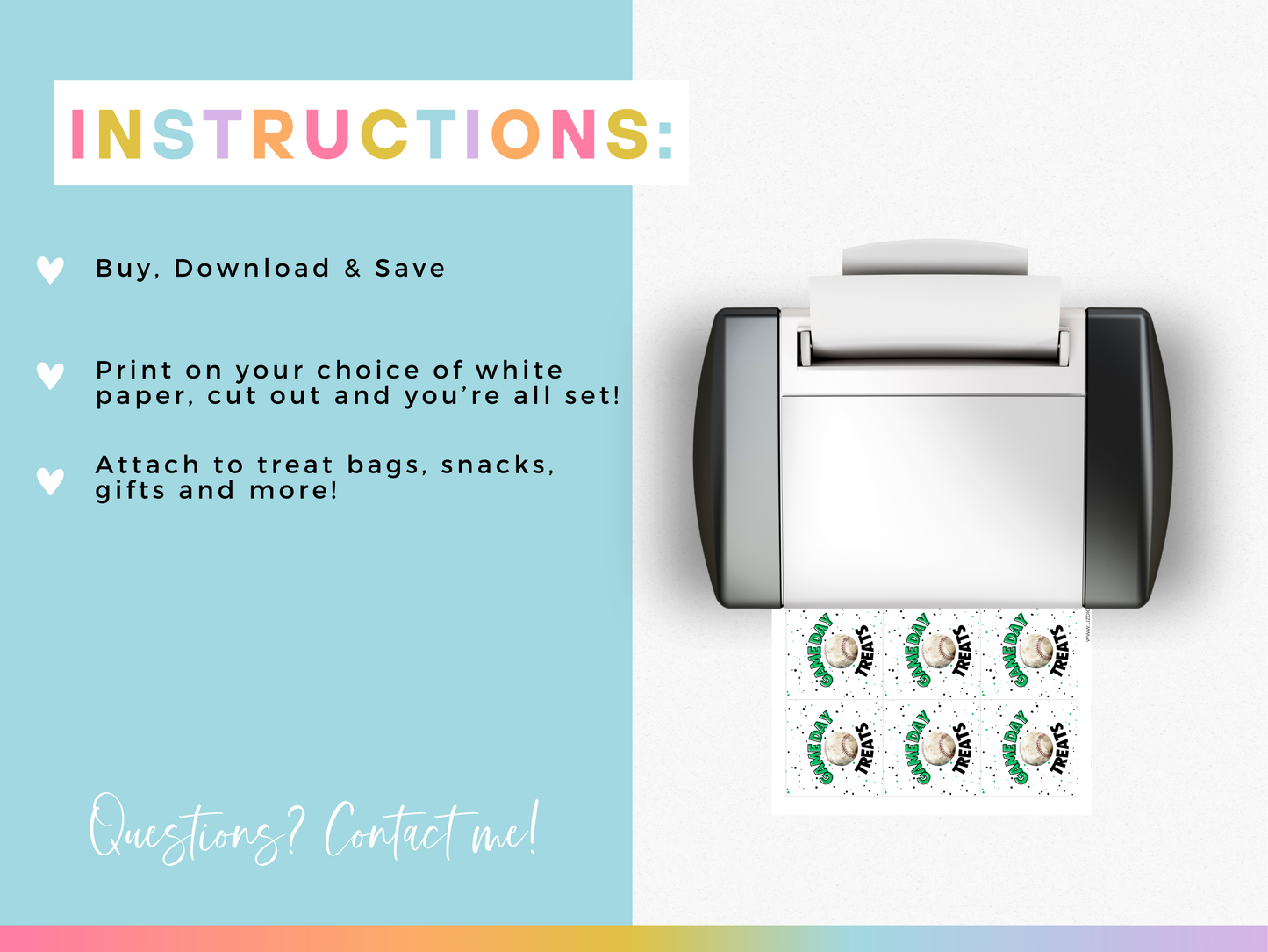 Baseball Game Day Treat Tags