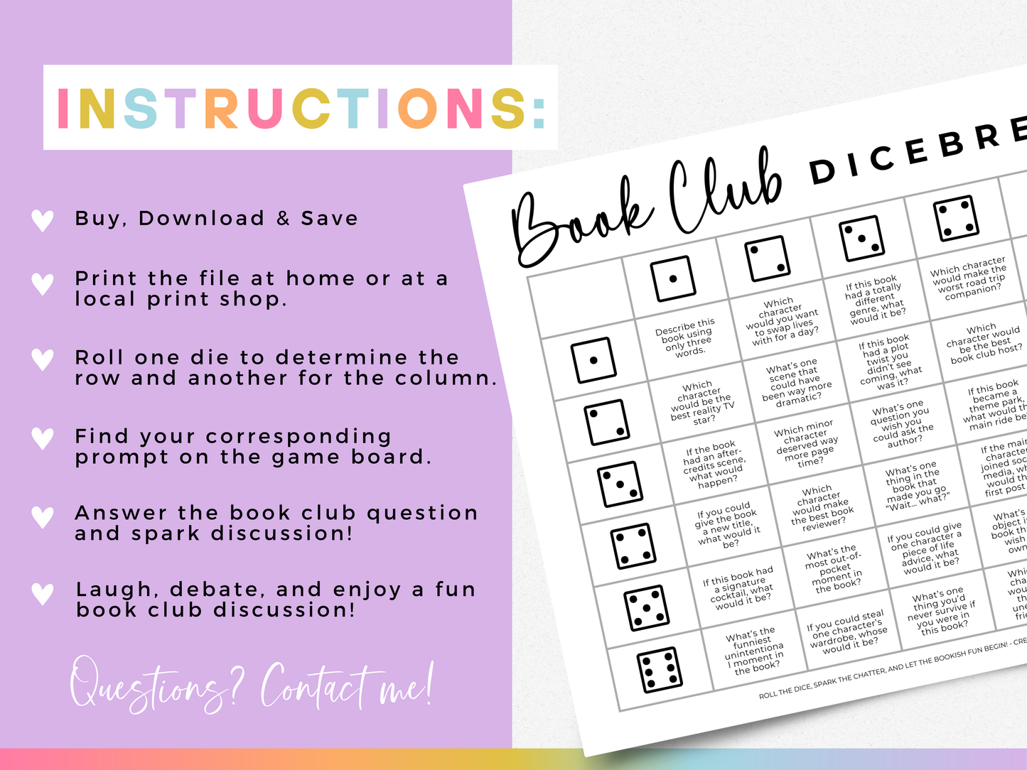 Book Club Dicebreaker