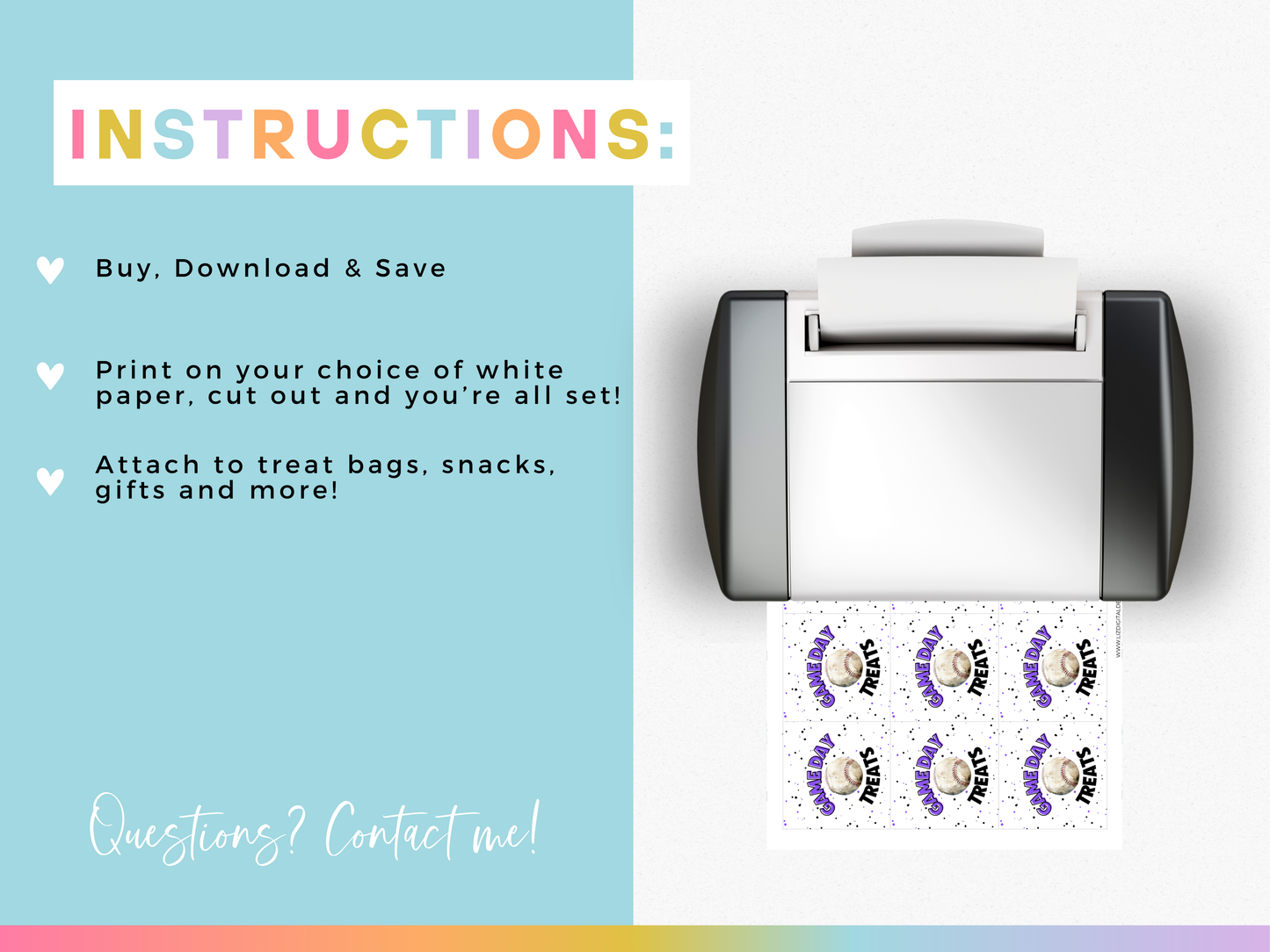 Baseball Game Day Treat Tags