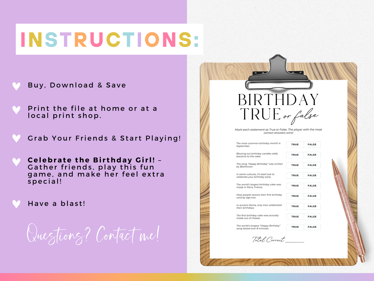 True or False - Birthday Party Edition