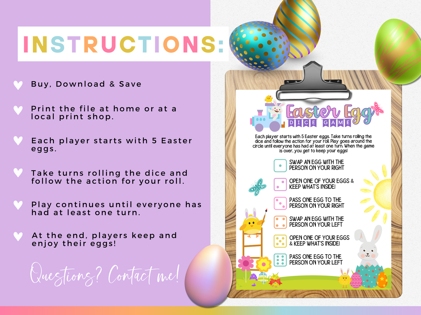 Easter Egg Dice Exchange Game