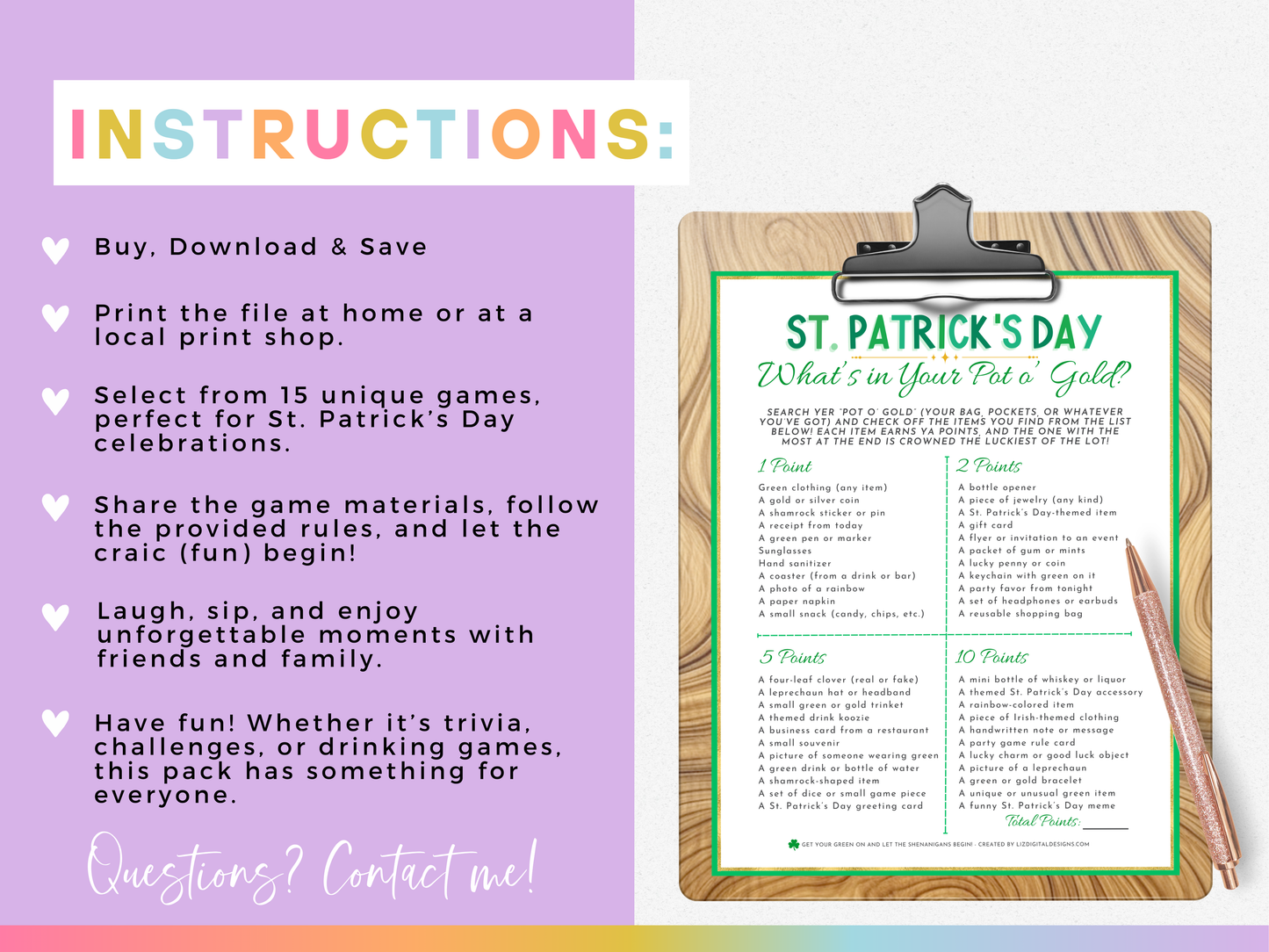 St. Patrick's Day Party Game Pack