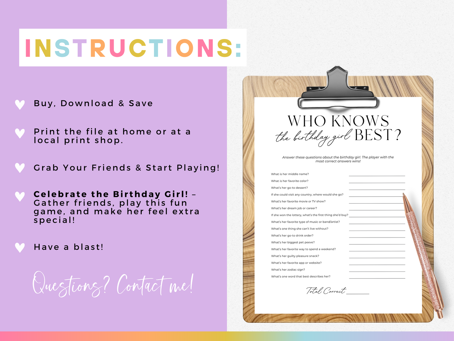 Who Knows the Birthday Girl Best? - Birthday Party Game