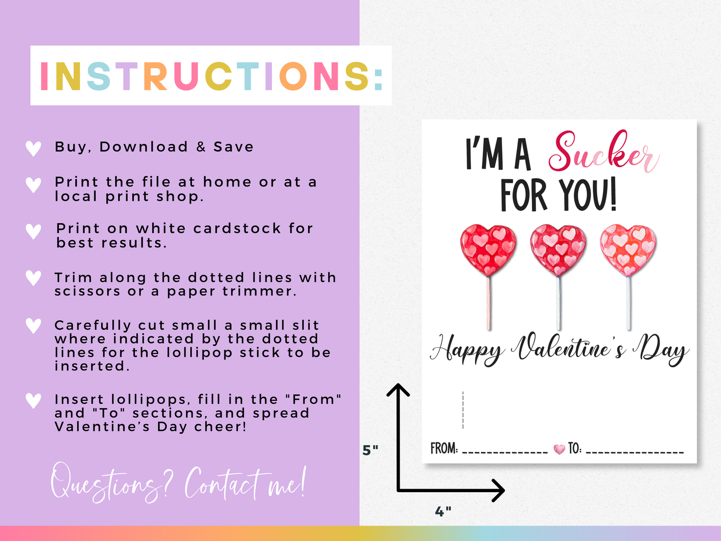 Valentine's Day Lollipop Holder Cards