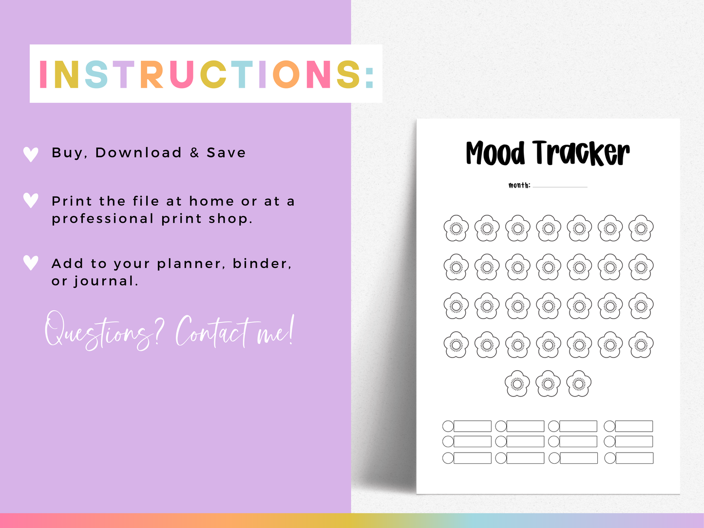 Chinese Blossoms Mood Tracker (Planner Insert)