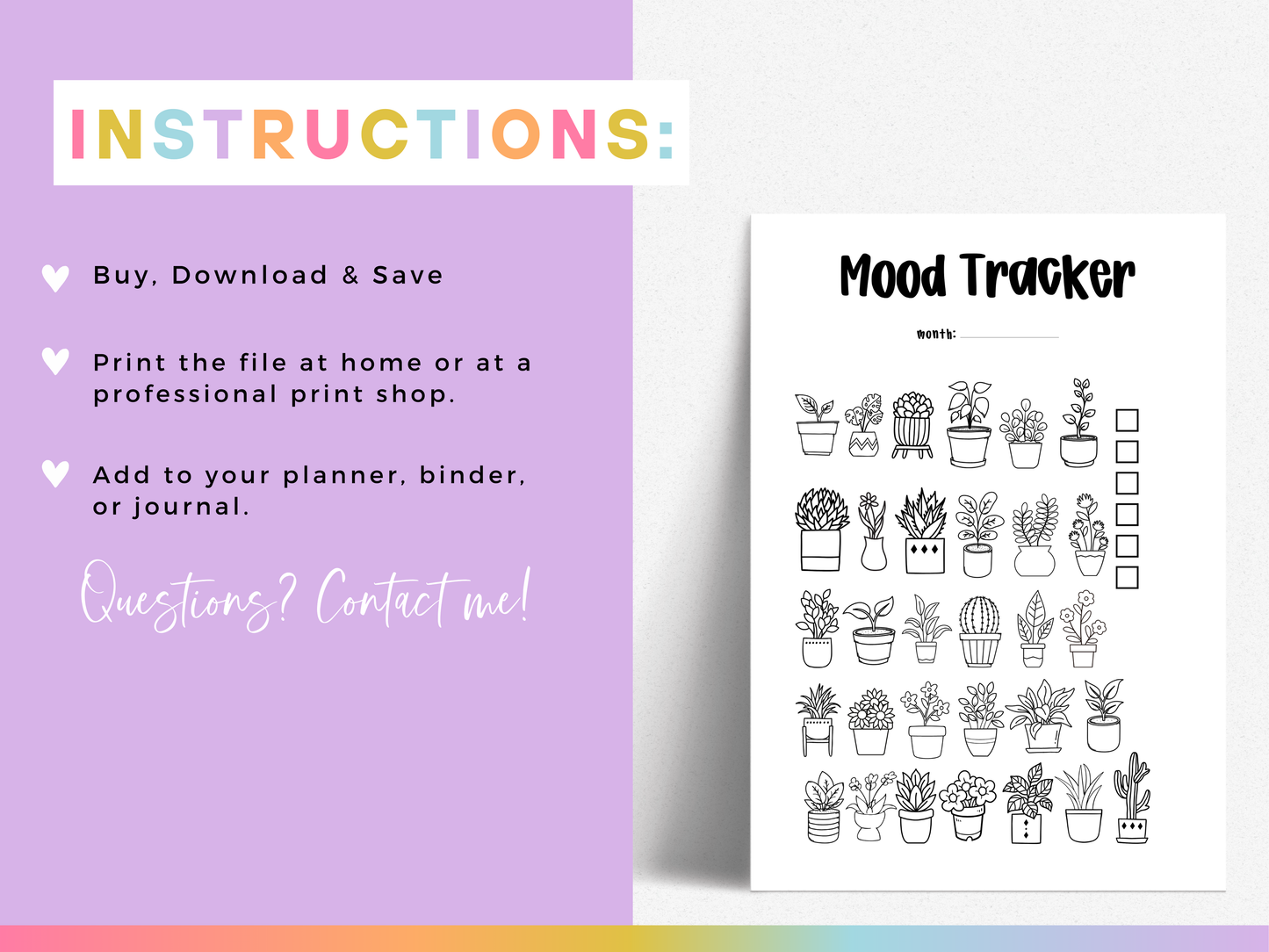 Plants Mood Tracker (Planner Insert)
