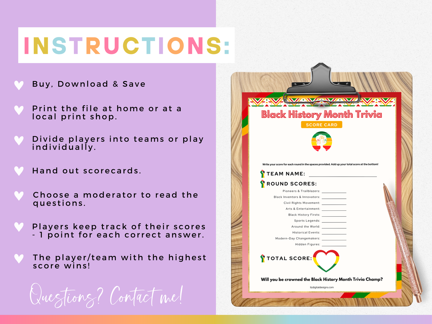 Black History Month Trivia Game Bundle