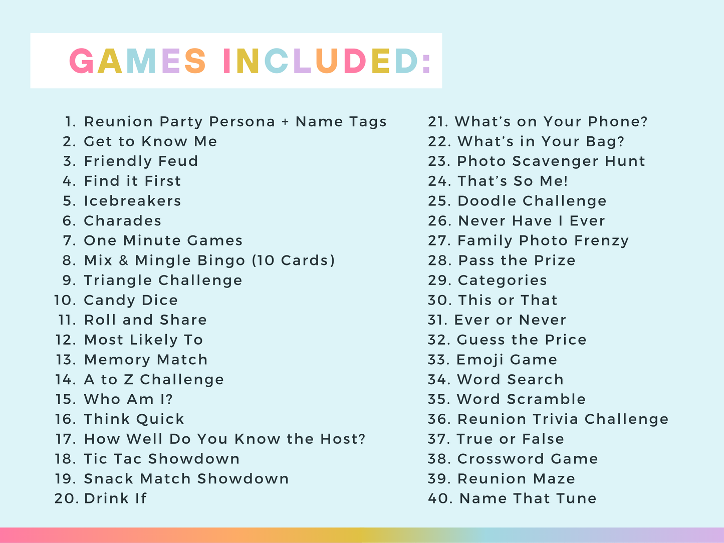 Family Reunion Party Game Pack (40 Games)