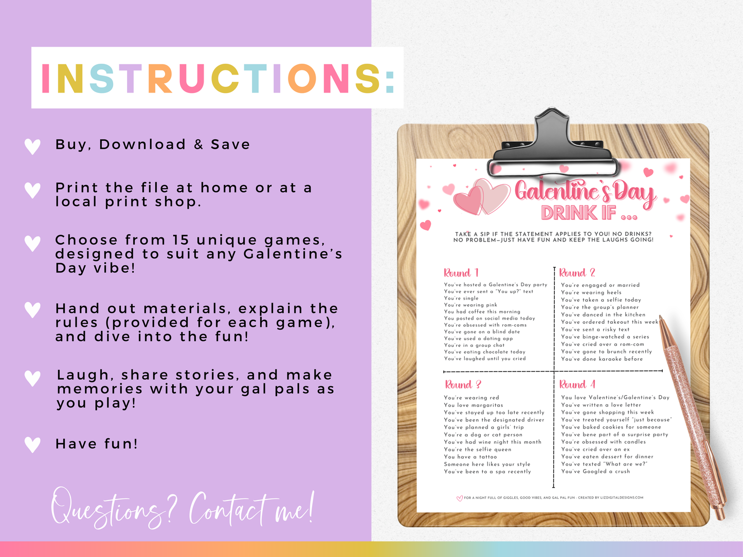 Galentine's Day Party Game Pack
