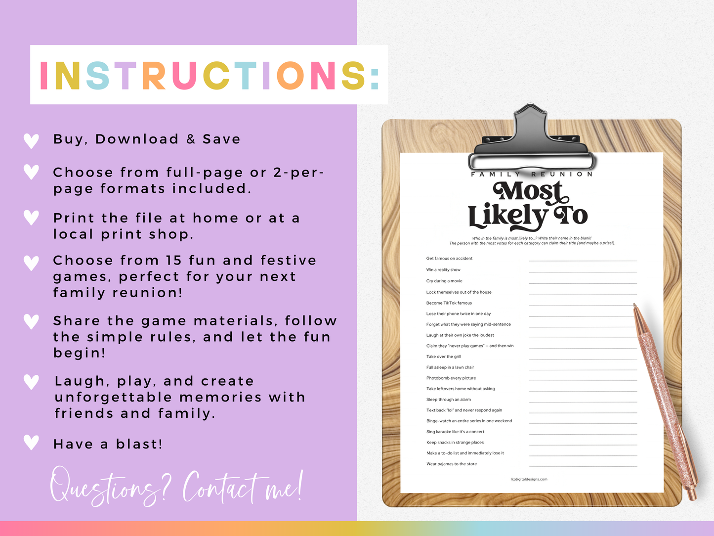 Family Reunion Party Game Pack (15 Games)