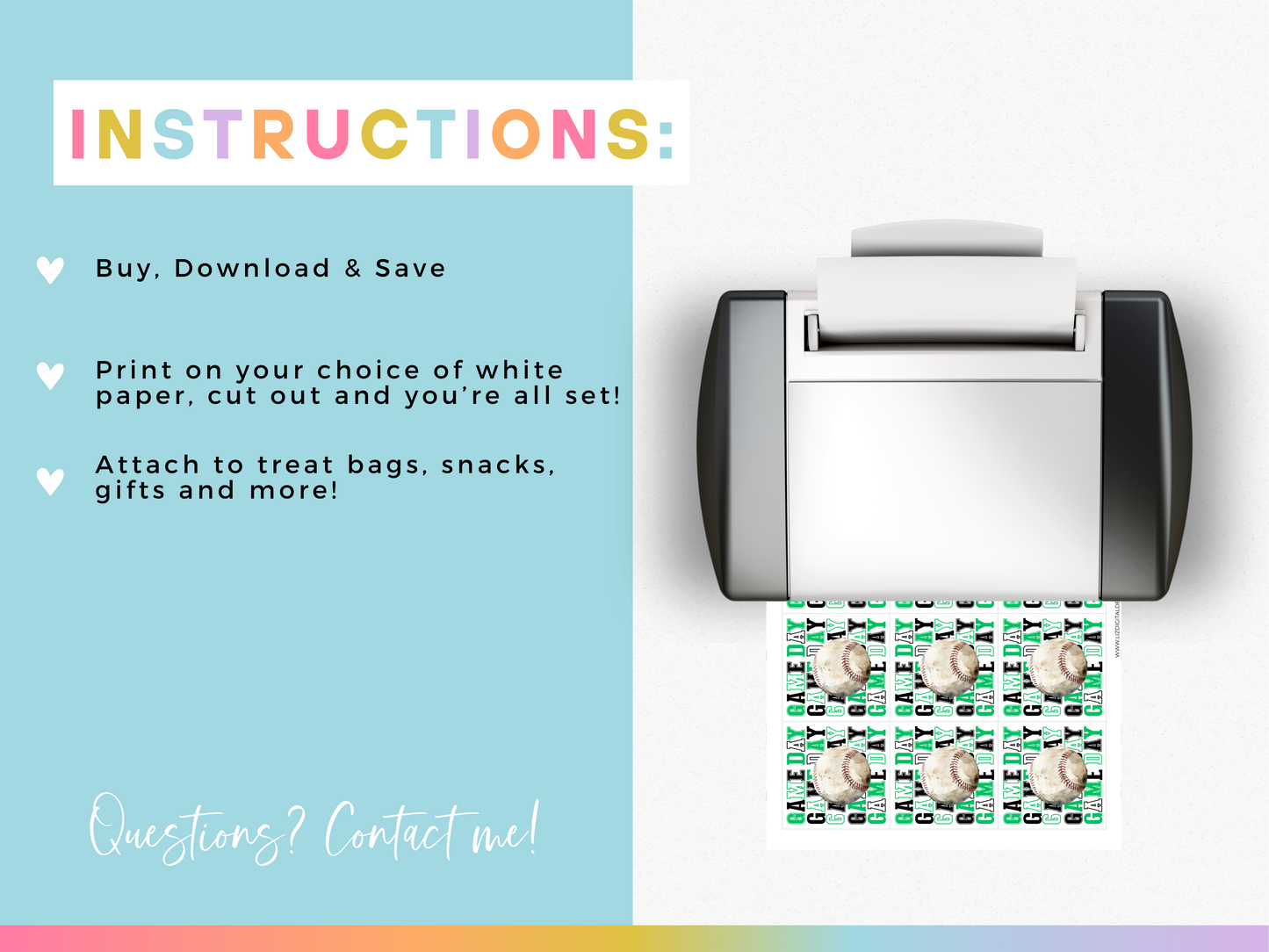 Baseball Game Day Treat Tags