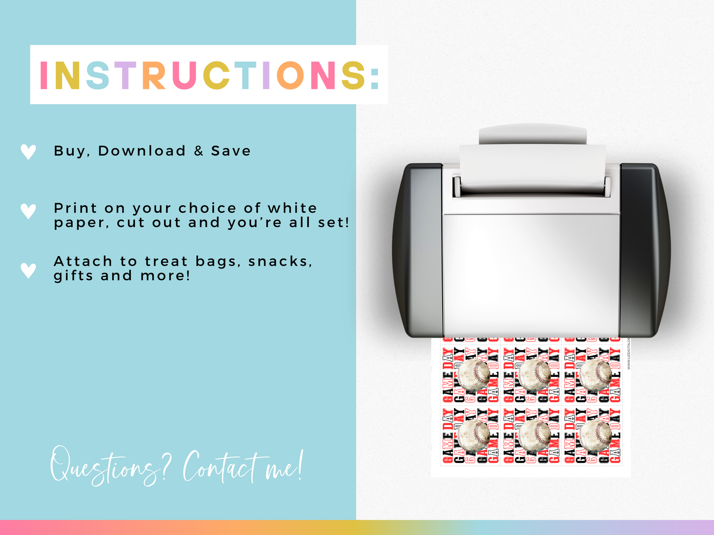 Baseball Game Day Treat Tags
