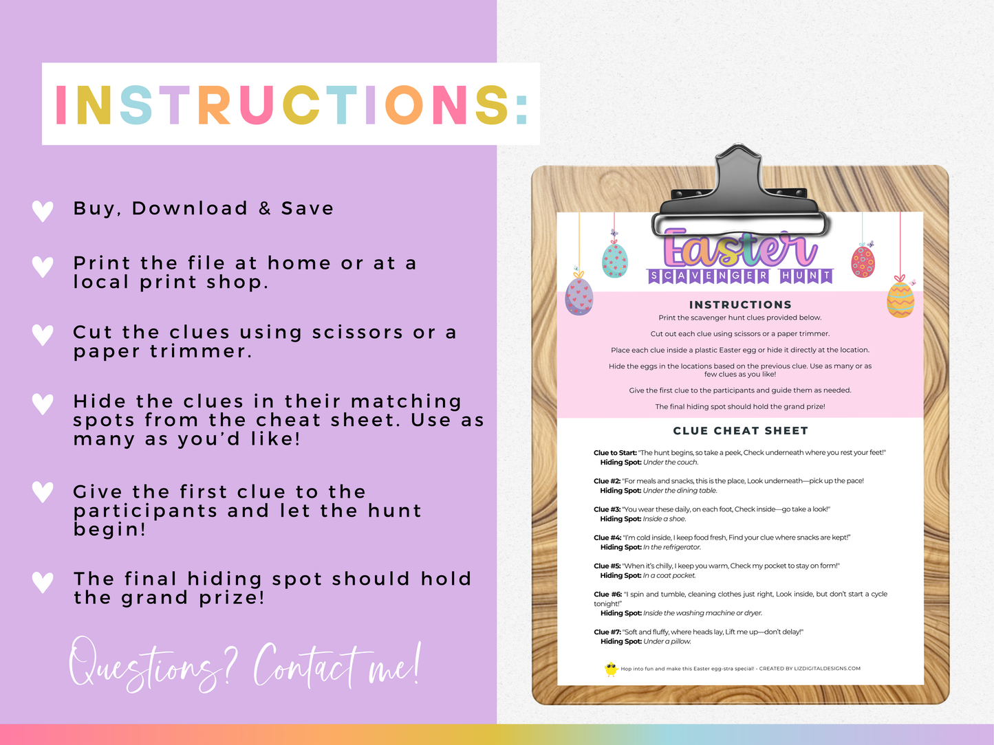Easter Indoor Scavenger Hunt Cards