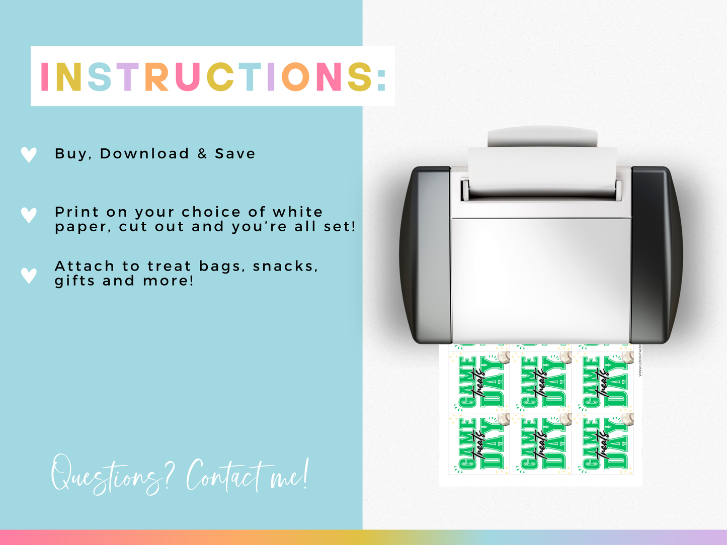 Baseball Game Day Treat Tags