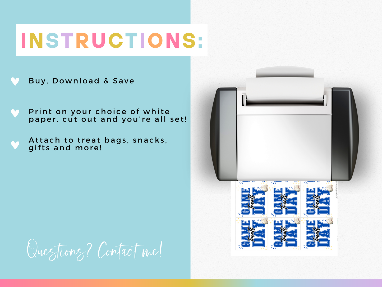 Baseball Game Day Treat Tags