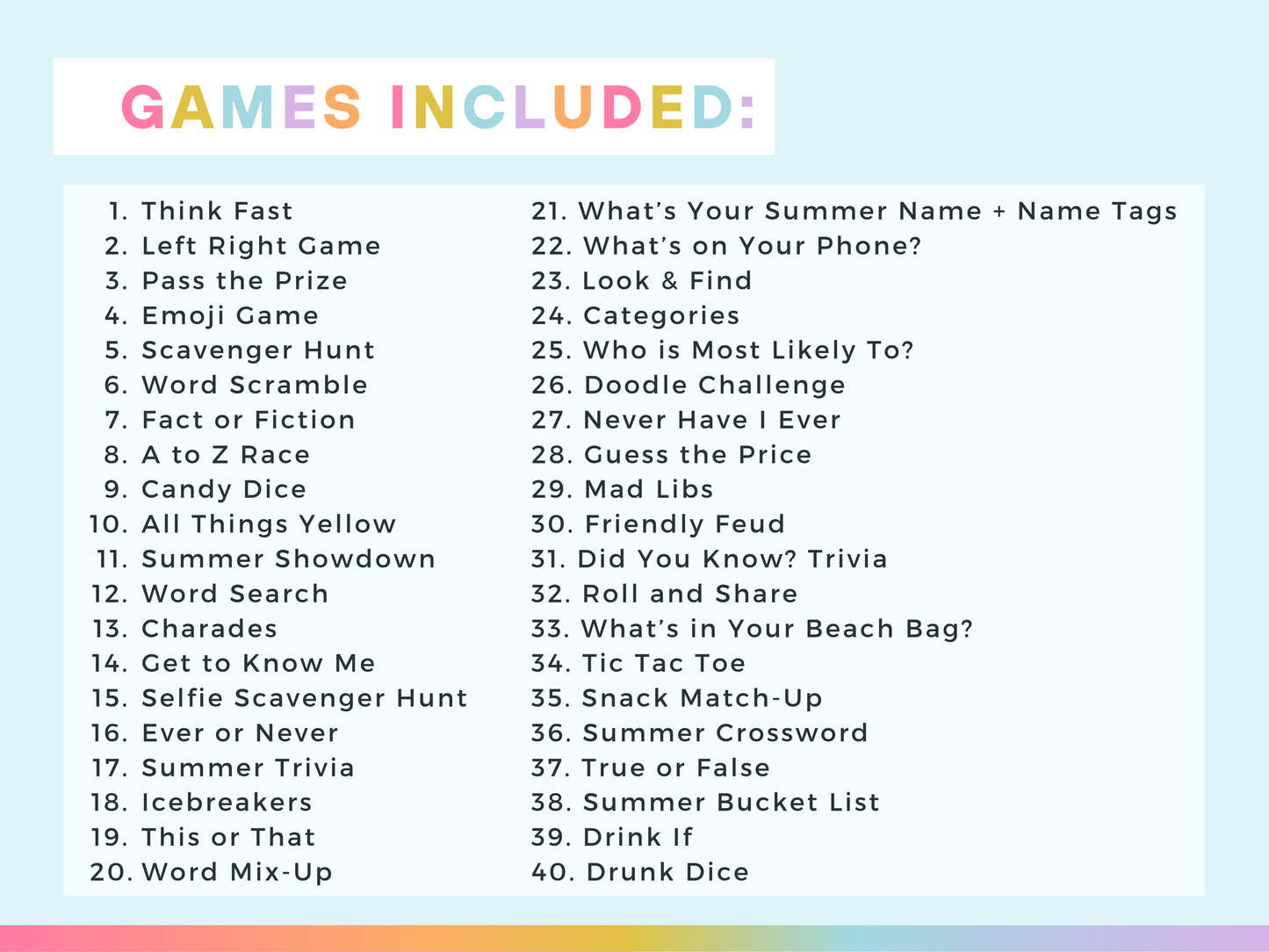 Summer Party Game Pack