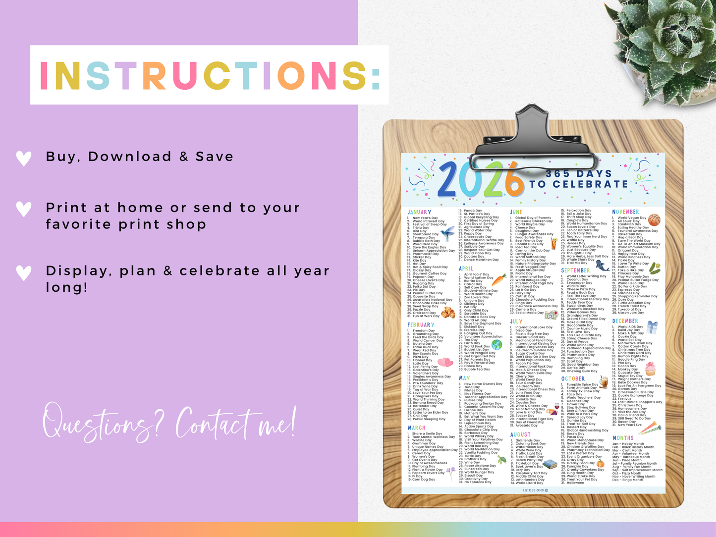 2026 National Days Calendar