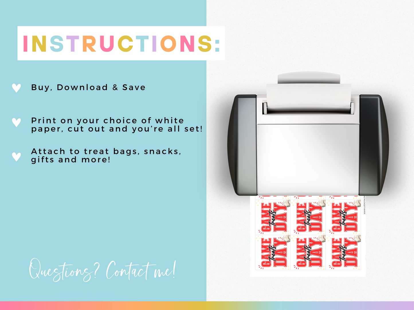 Baseball Game Day Treat Tags