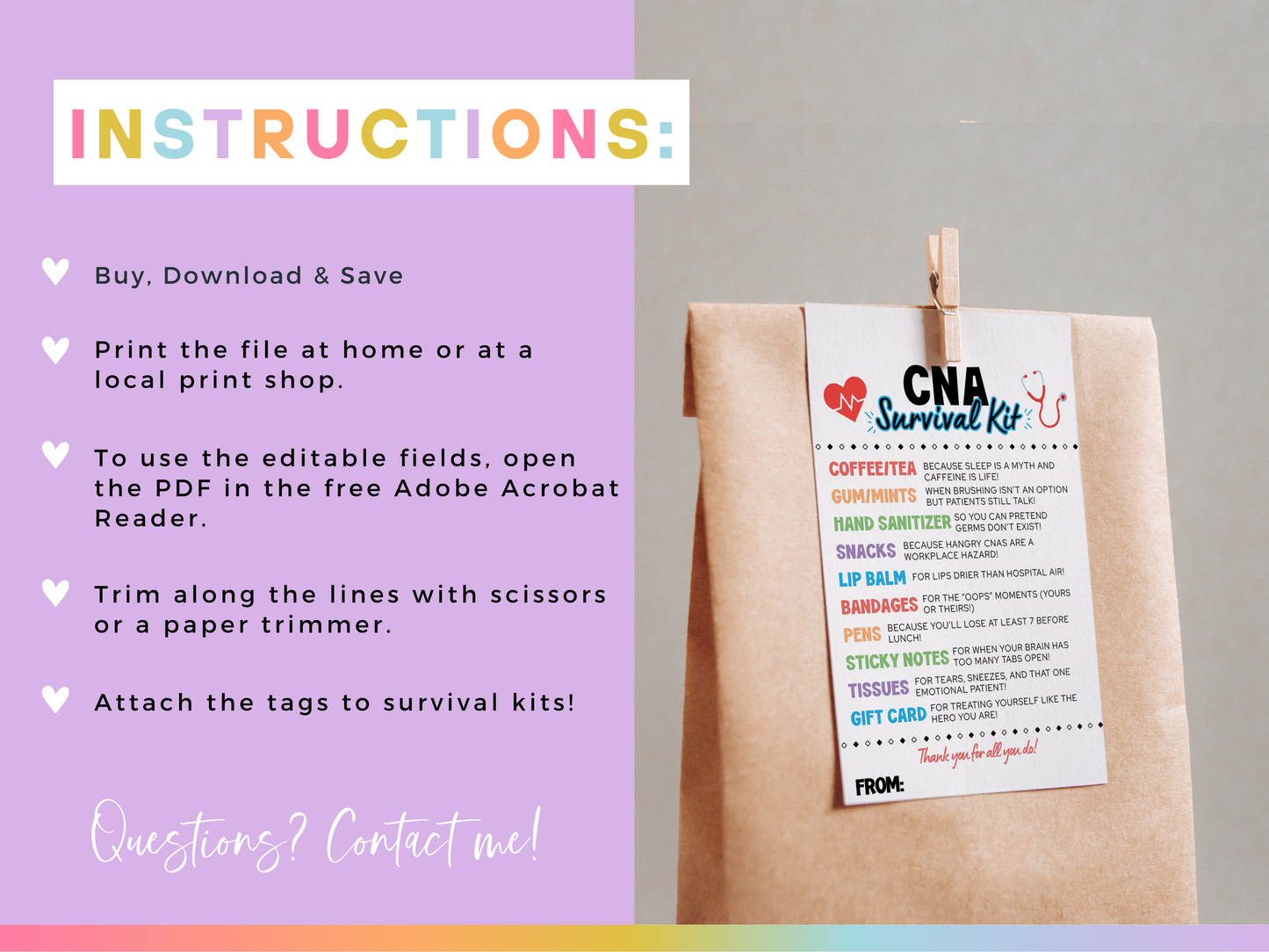 CNA Survival Kit Tags