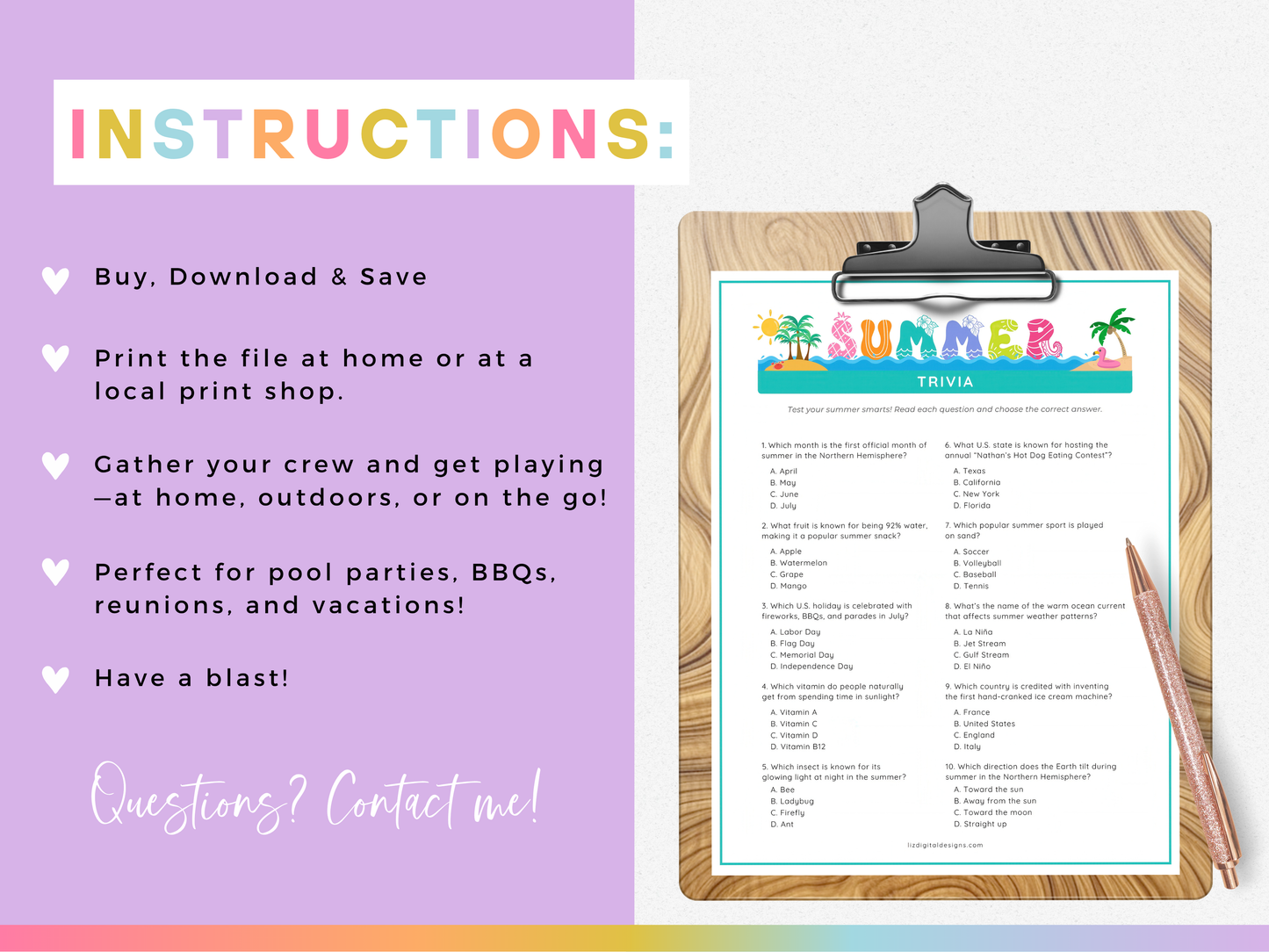 Summer Trivia Game