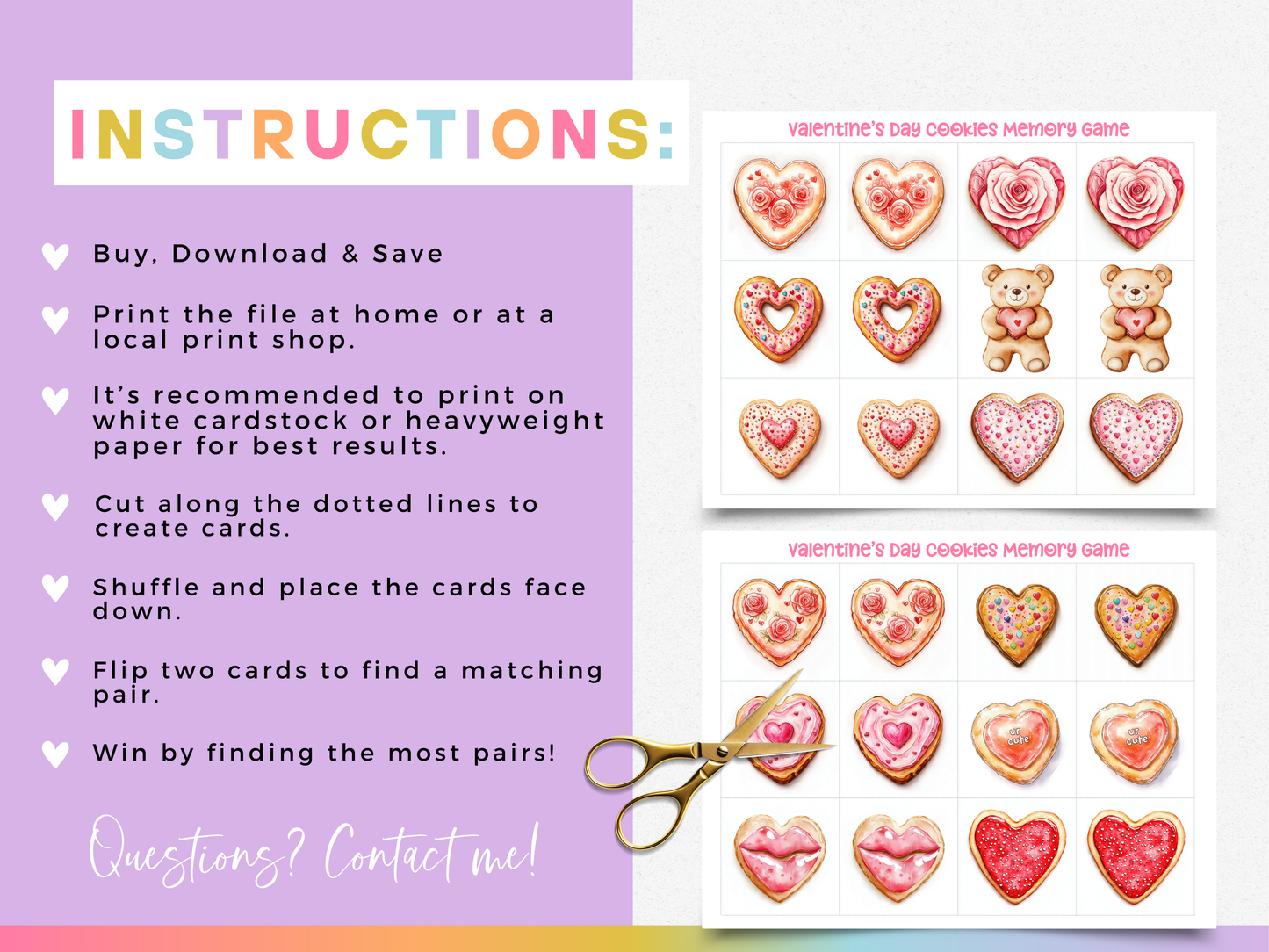 Valentine's Day Cookies Memory Game