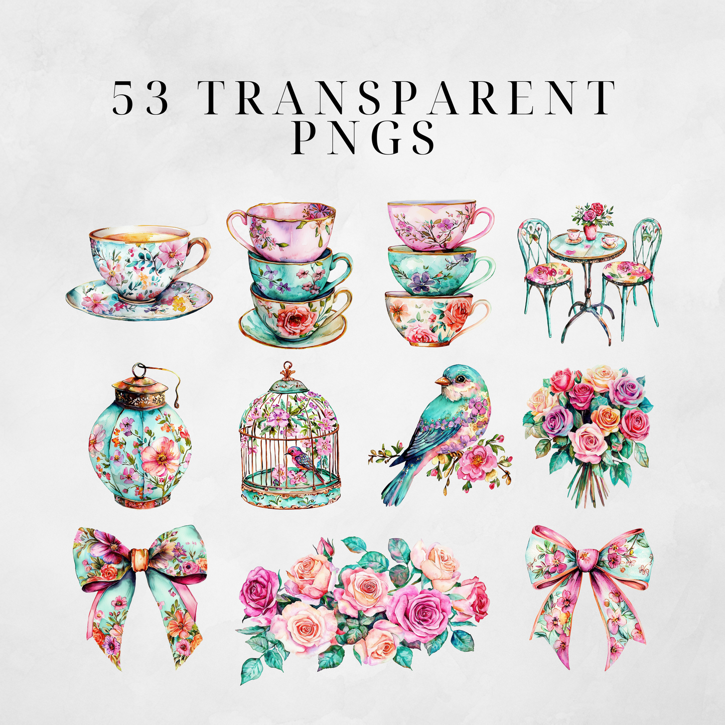 Floral Tea Party Clipart Pack