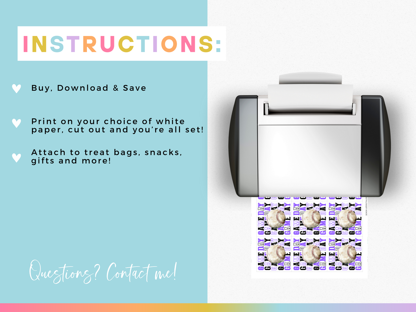 Baseball Game Day Treat Tags