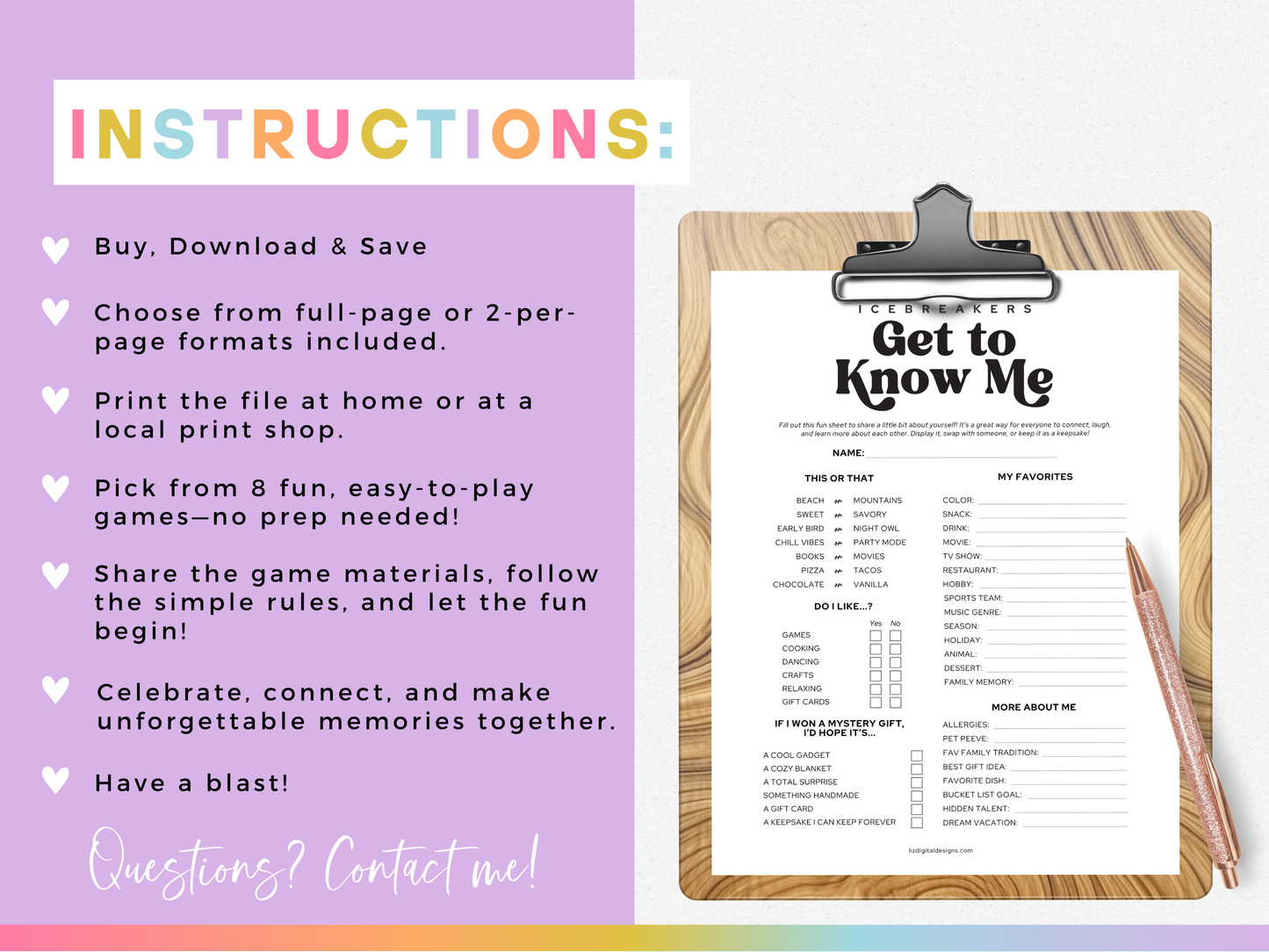 Icebreakers Party Game Pack (8 Games)
