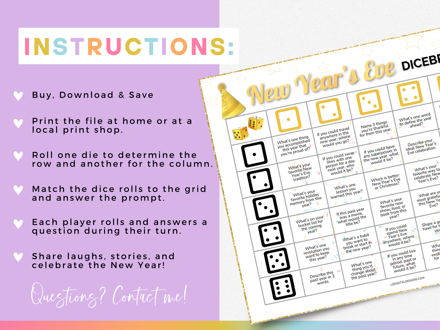 New Year's Eve Dicebreaker Game
