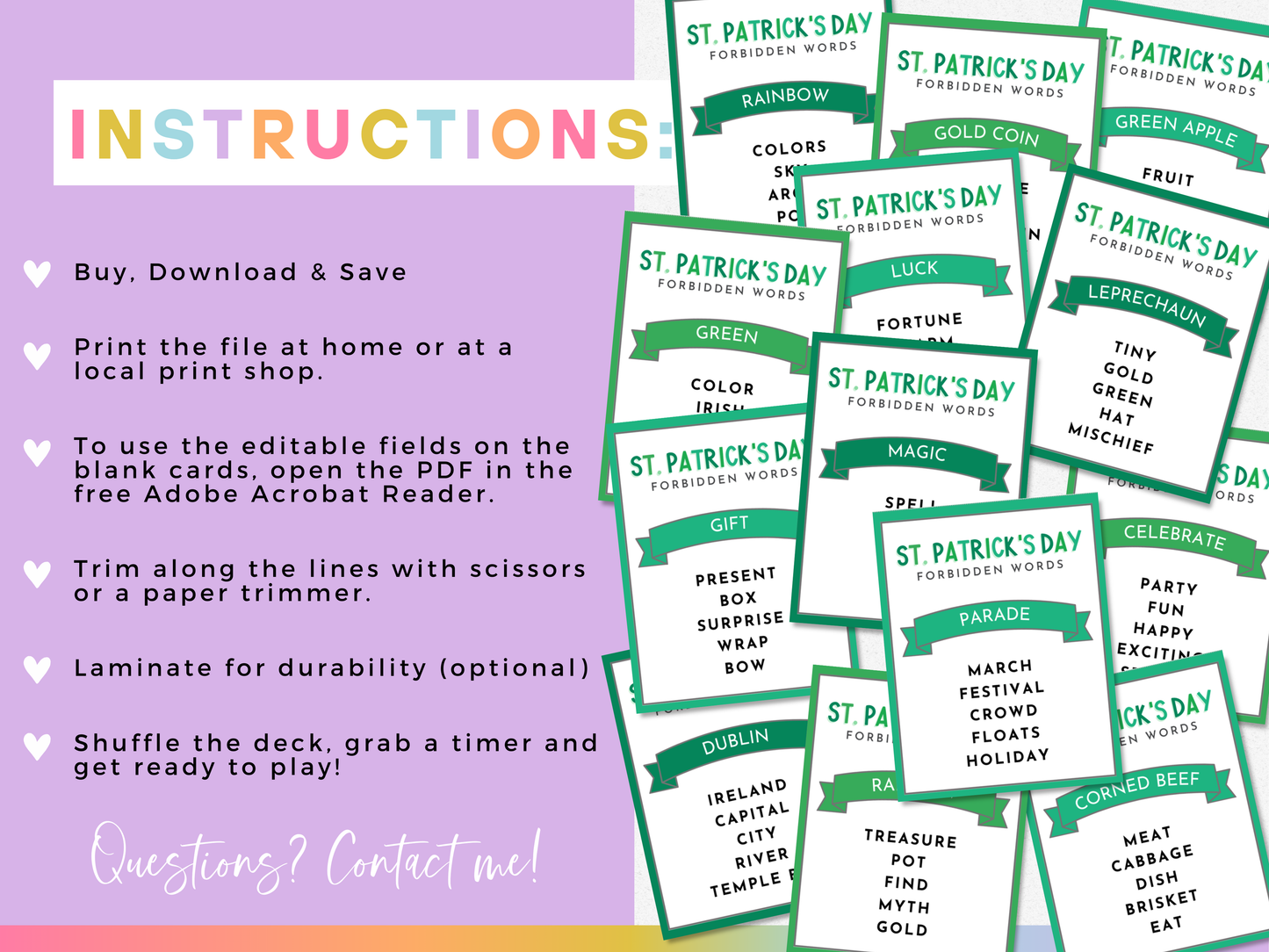 St. Patrick's Day Forbidden Words Game