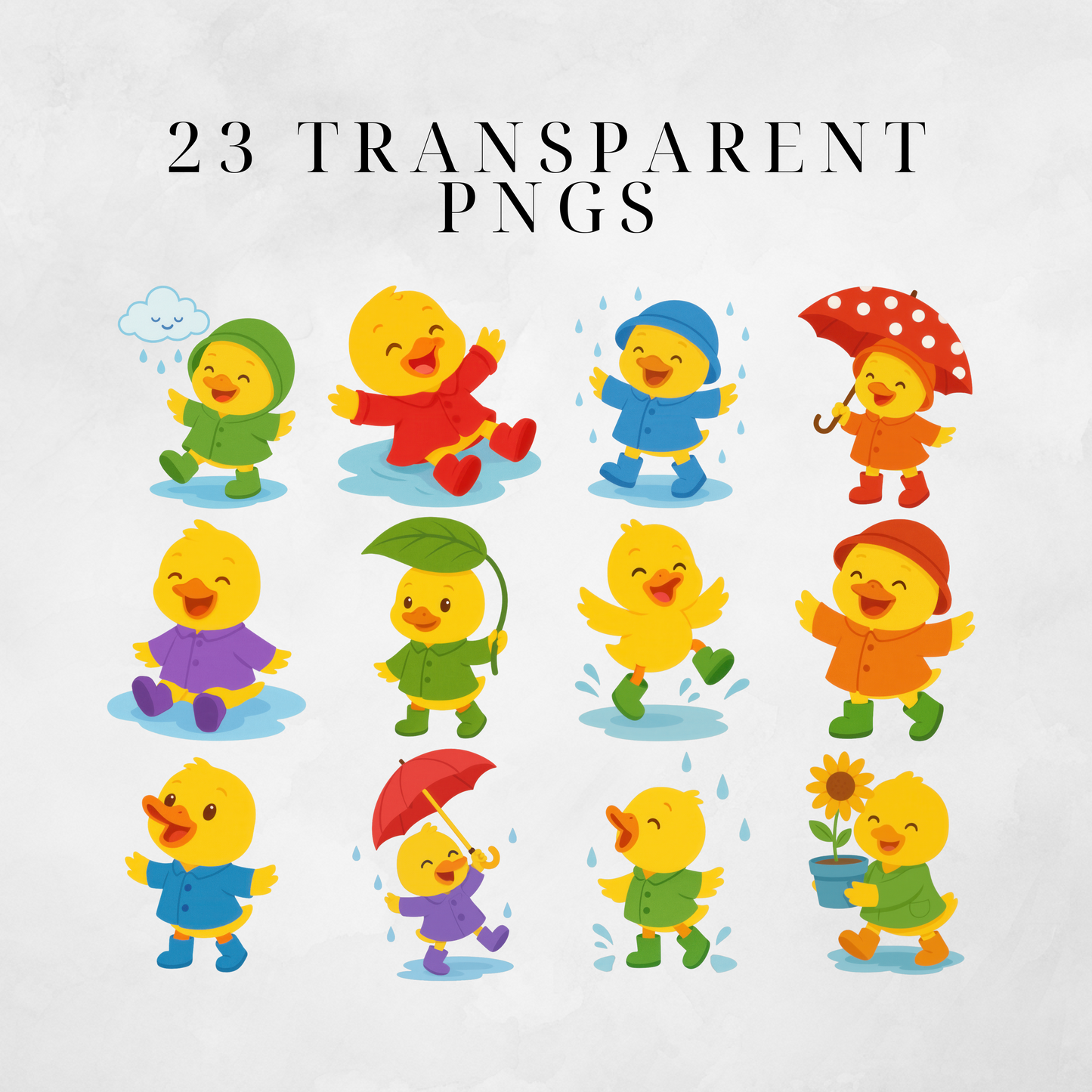 Rainy Day Duck Clipart Pack