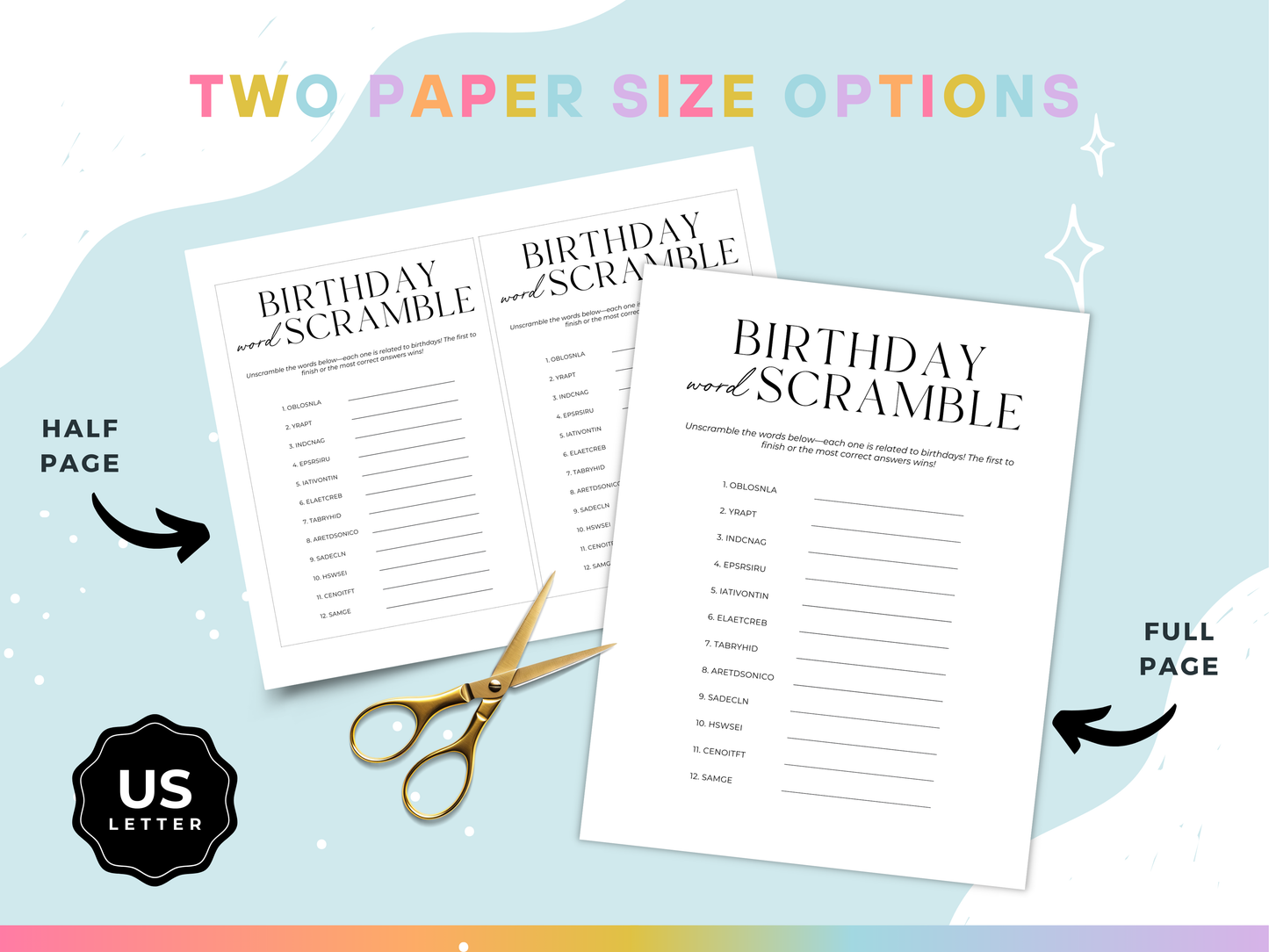 Birthday Word Scramble